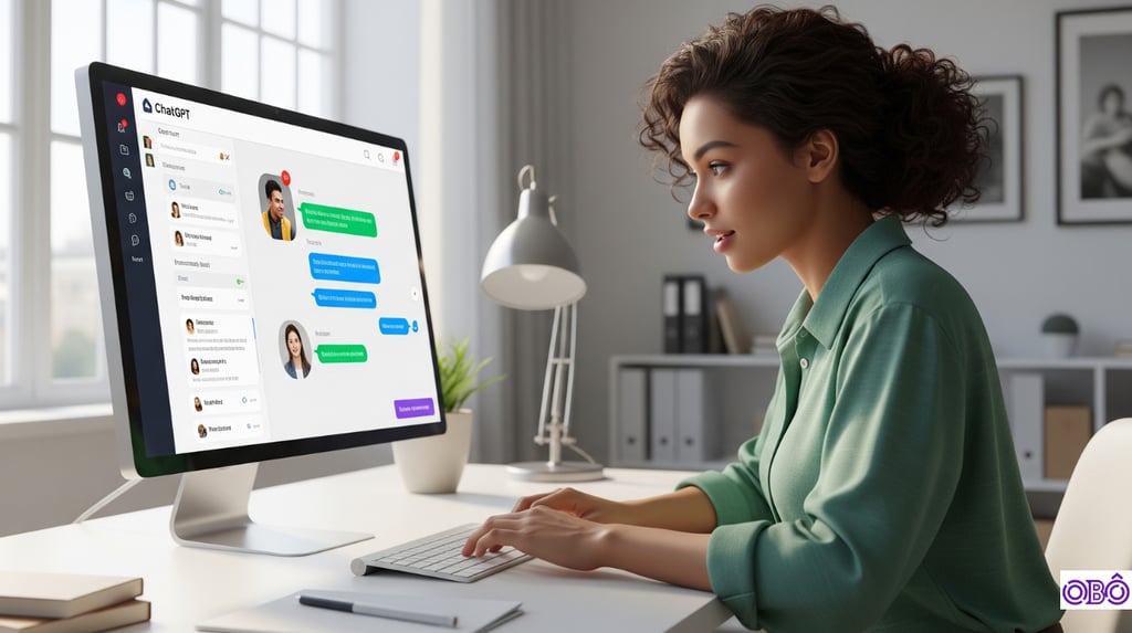 Person using ChatGPT on computer.