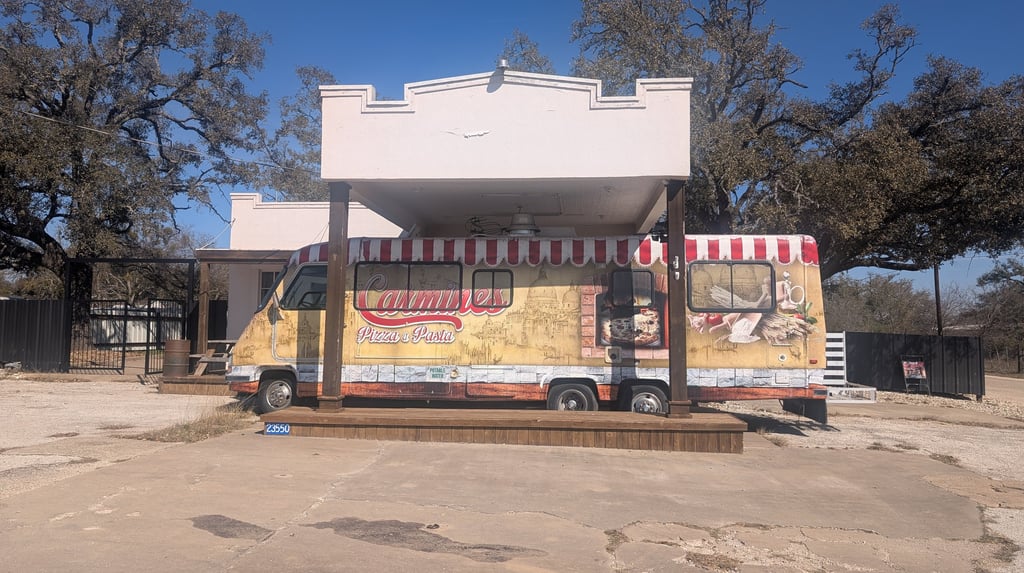 Deserted (?) food truck RV somewhere outside Fredericksburg, TX. February 2025