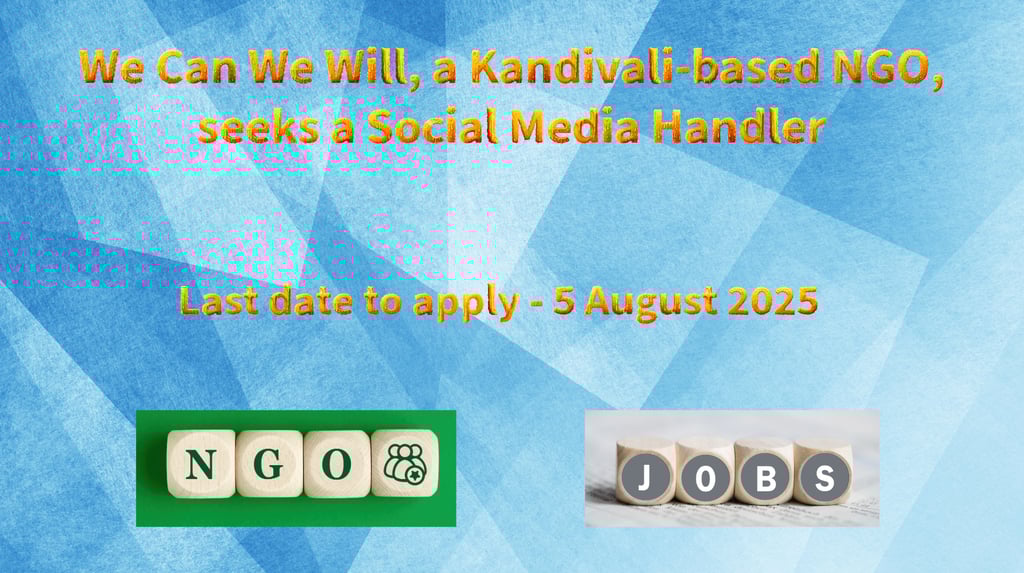 We Can We Will, a Kandivali-based NGO, seeks a Social Media Handler