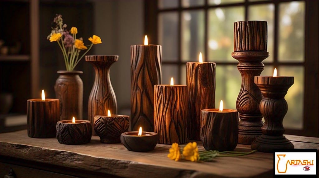 wooden candle holders by ARTASHI India