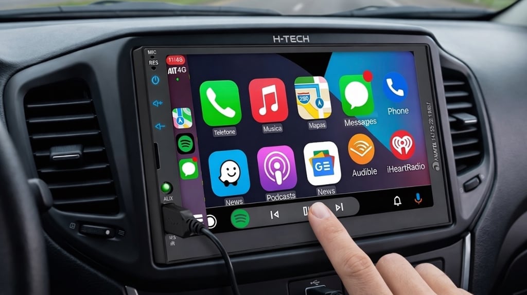 multimidia carro com carplay android auto instalada painel carro usado tela touch bluetooth