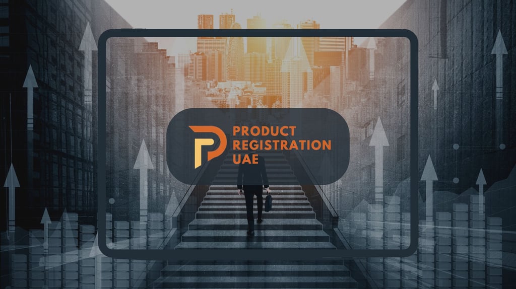 Product Registration UAE Logo with business growth background