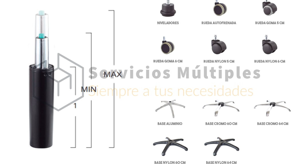 arreglar reparar silla de oficina a domicilio repuesto ruedas piston