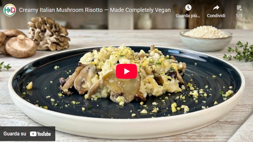 Video recipe for vegan mushrooms risotto
