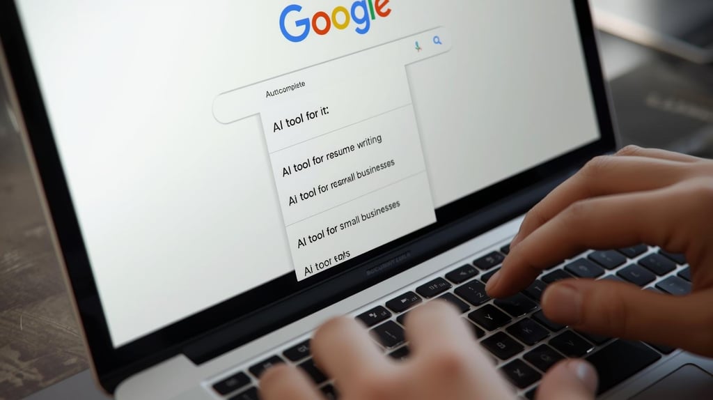 Google search showing AI tool autocomplete suggestions