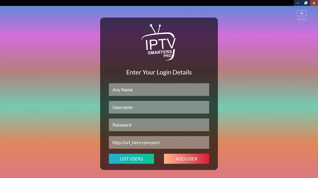 screenshot of iptv smarters home menu