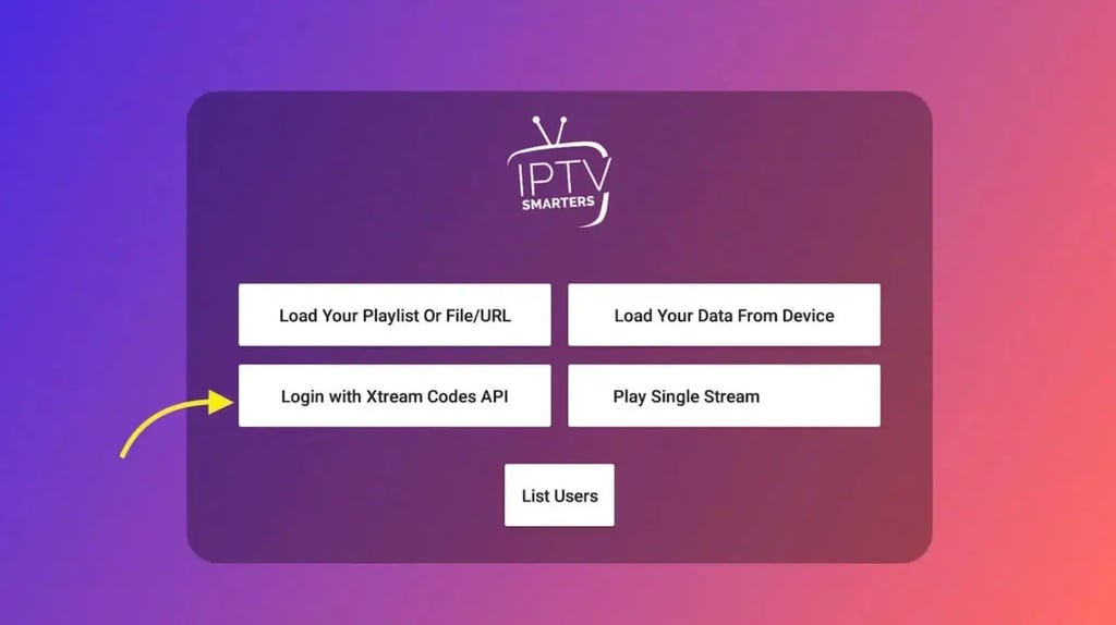 iptv smarter pro with highlited loging with xtream codes api option
