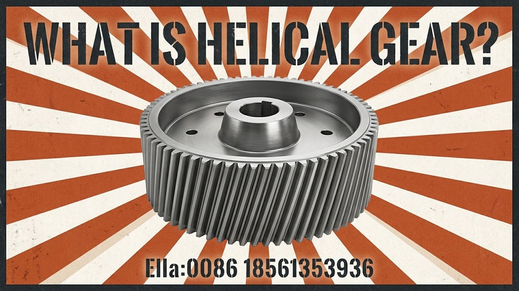 Precision helical gear with angled teeth for smooth and quiet mechanical power transmission.