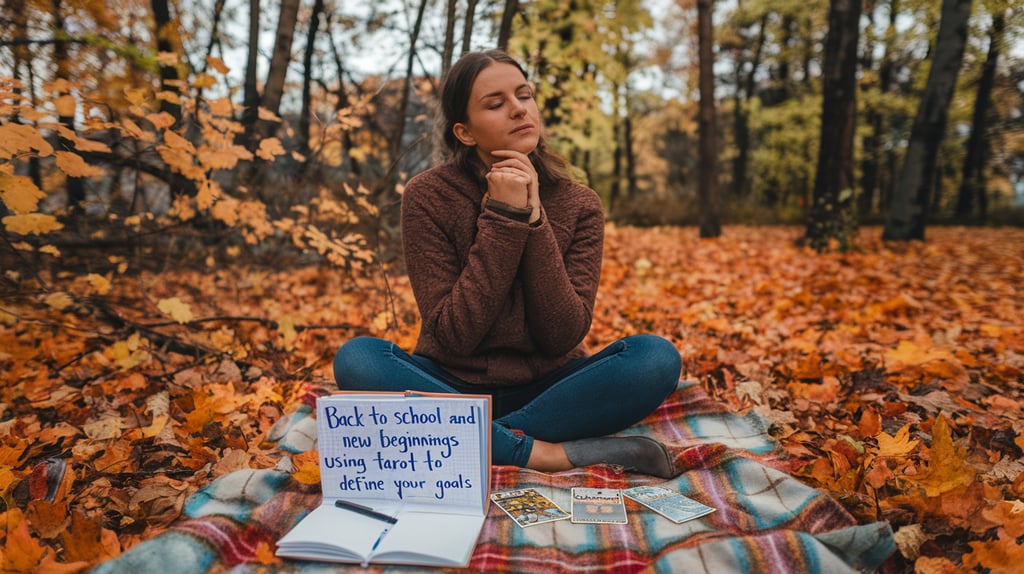 décor automnal femme assise en tailleur