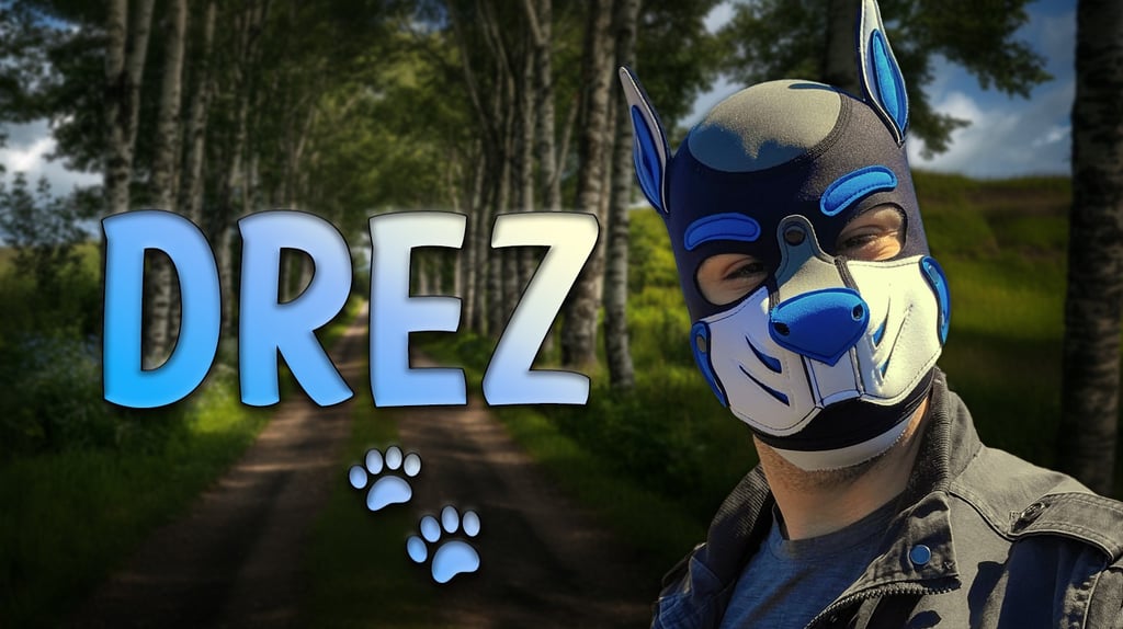 A man in a pup mask, and the name DREZ. Image by Hero and ai&me