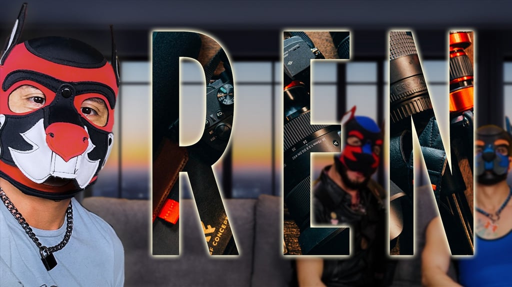 Man in a pup mask and the name REN. 