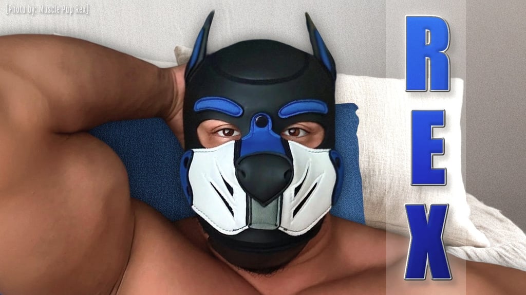 Man posing in a pup mask. "Rex"