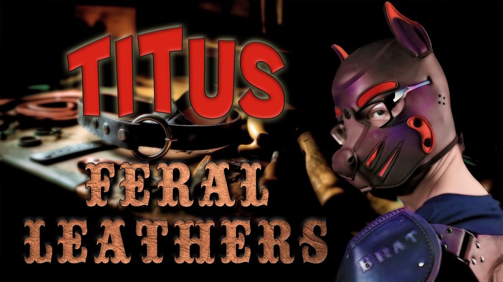 Titus & Feral Leathers. A man in a pup mask.
