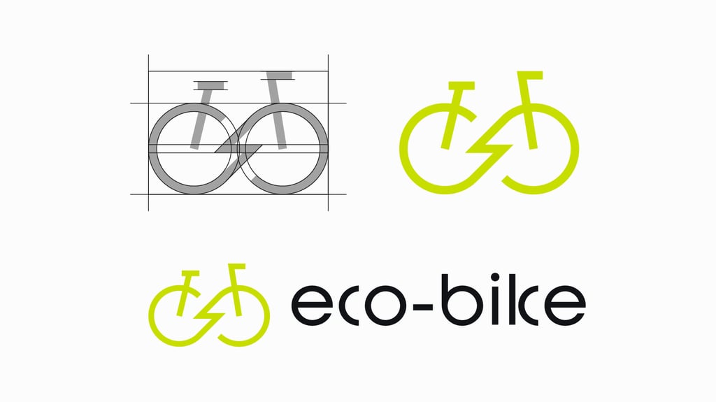 Modern lime green bicycle logo grid.