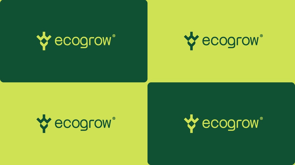 Eco geometric logo design on different backgrounds.