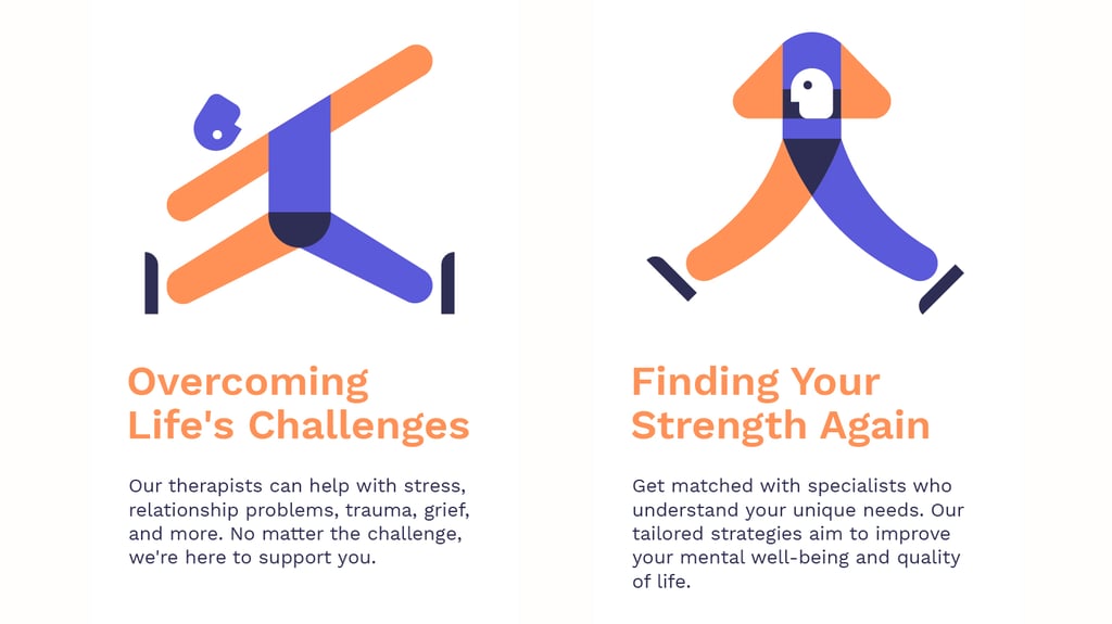 App screen design and illustration art for online therapy company.