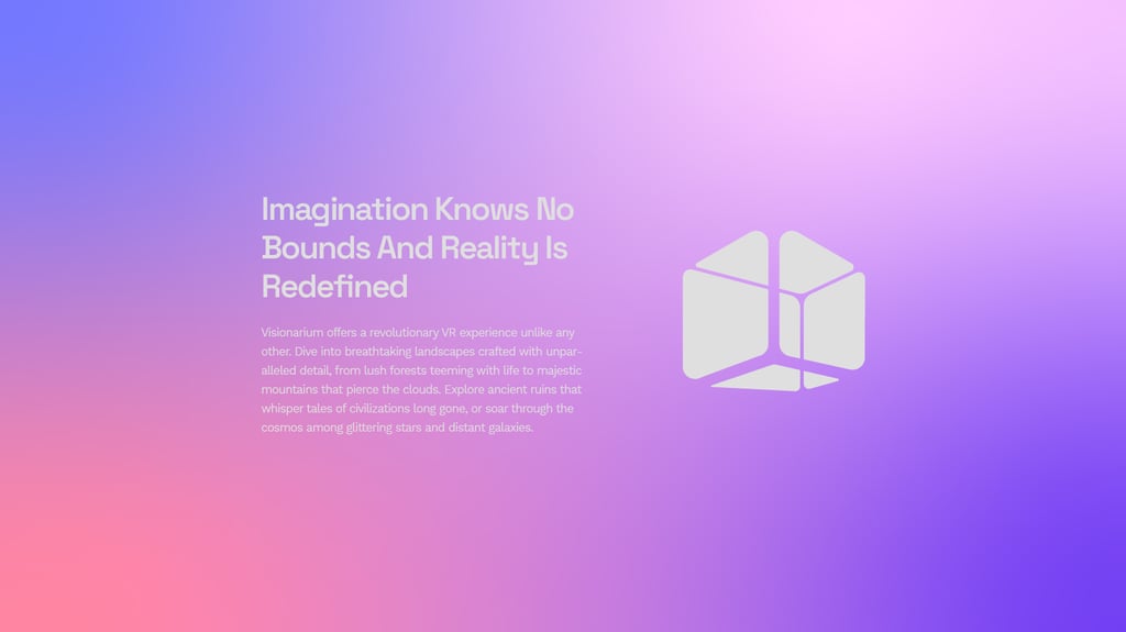 Pink and purple gradient background with 3d box logo design and company pitch.