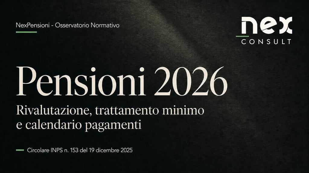 NexConsult Circolare INPS n 153 del 19 dicembre 2025 su pensioni 2026 rivalutazione trattamento minimo e calendario pagamenti