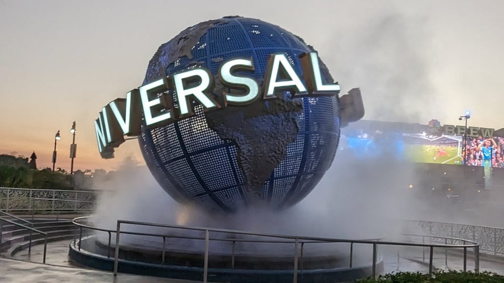 iconic Universal Orlando Resort rotating world sign