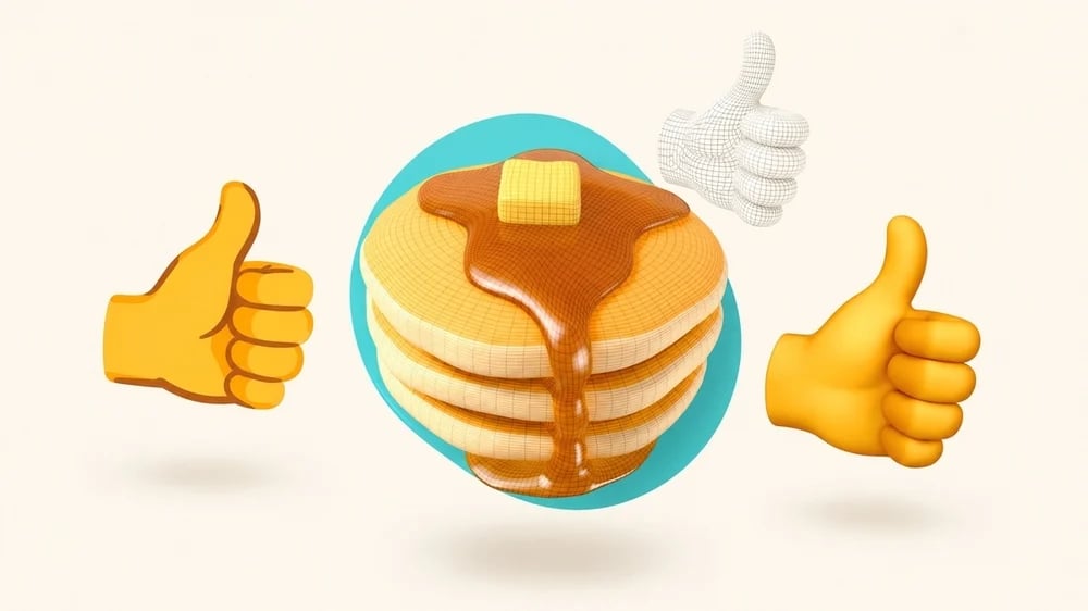 Google makes emojis 3D Thumbs up and pancakes