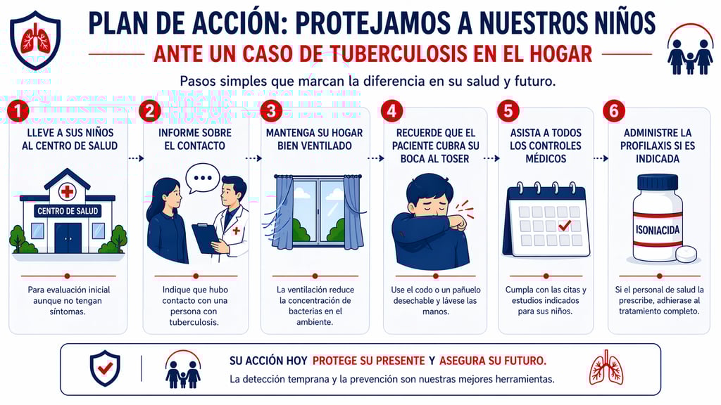Plan de acción en 6 pasos para proteger a niños menores de 5 años cuando hay tuberculosis