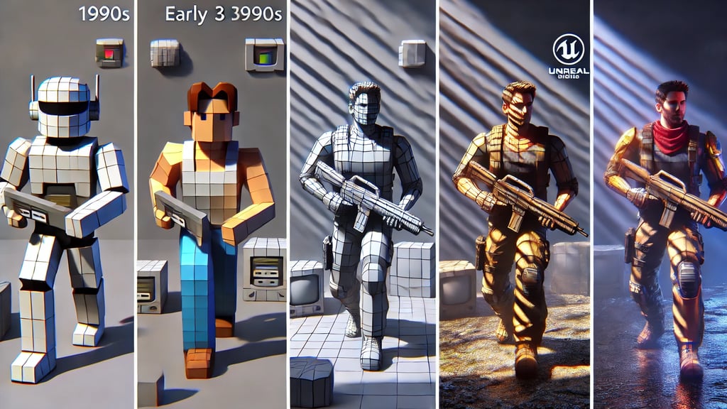 evolução do sombreamento e iluminação nos jogos, desde os modelos poligonais básicos até o Ray Traci