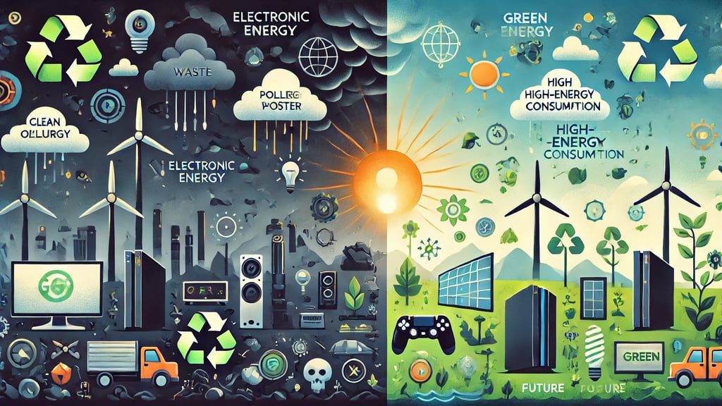 Contraste entre desafios como poluição e oportunidades como energia limpa na sustentabilidade
