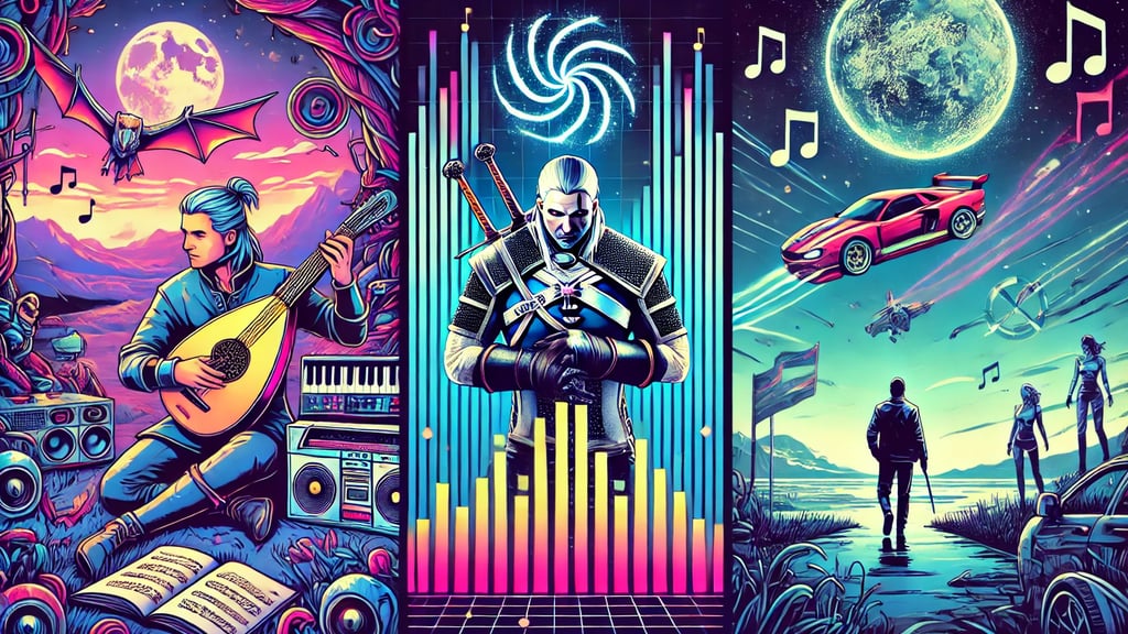Trilhas sonoras marcantes em diferentes estilos de jogos: RPG, corrida futurista e narrativa emocion