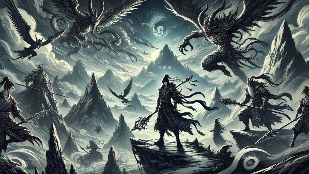 a man standing on a cliff with a lot of birds