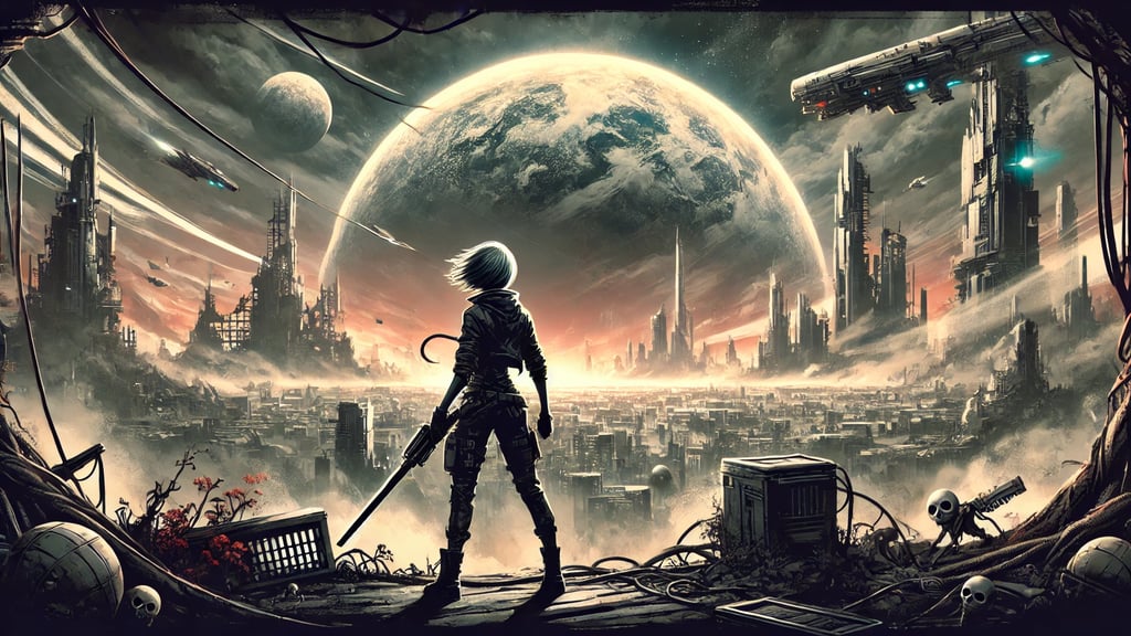 a person standing in front of a large city