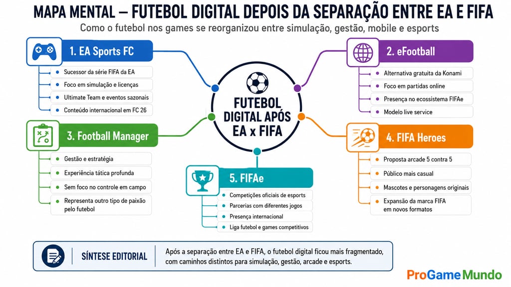 Mapa mental do futebol digital após separação entre EA e FIFA