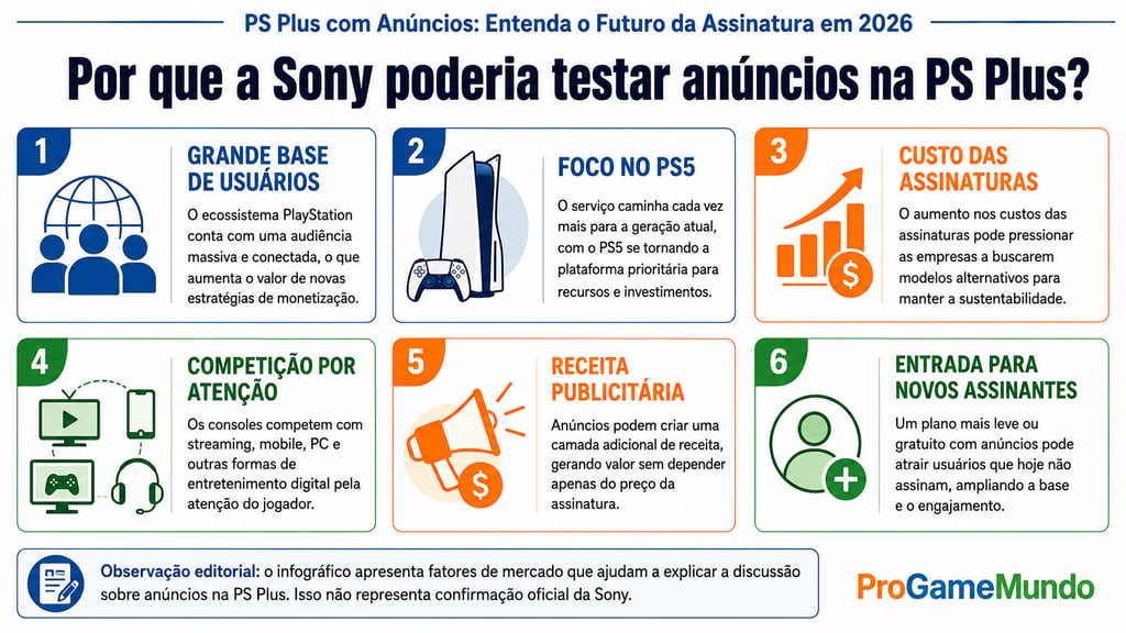 Infográfico mostra fatores que poderiam levar anúncios à PS Plus.
