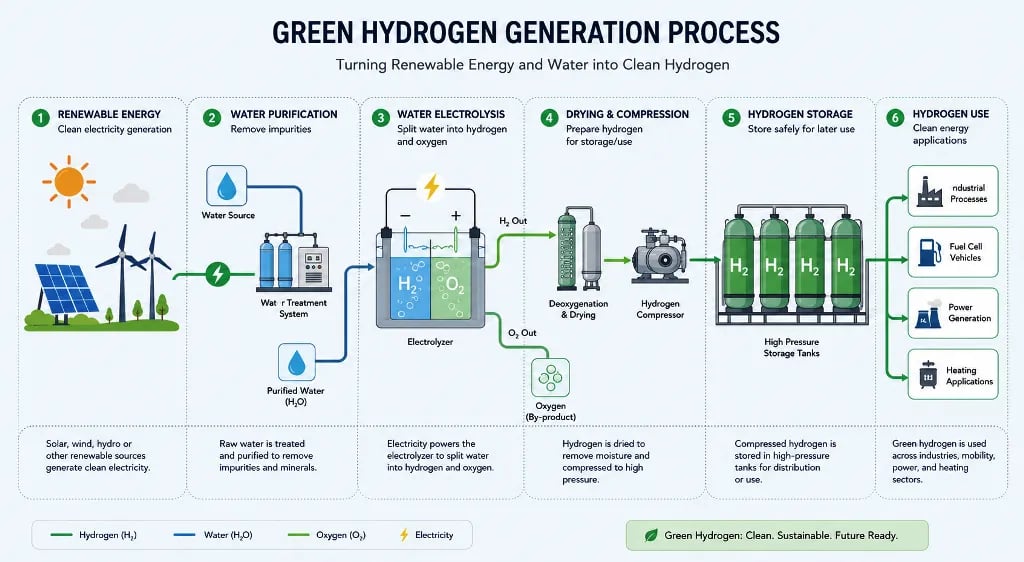Gren hydrogen generation process