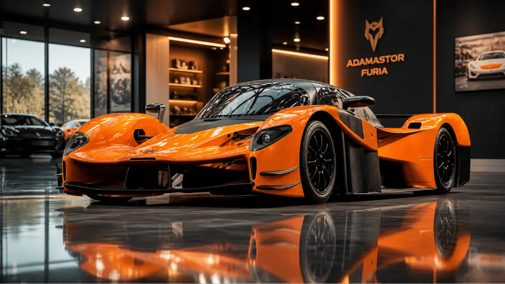 Adamastor Furia em showroom com iluminação suave e reflexos discretos no chão brilhante