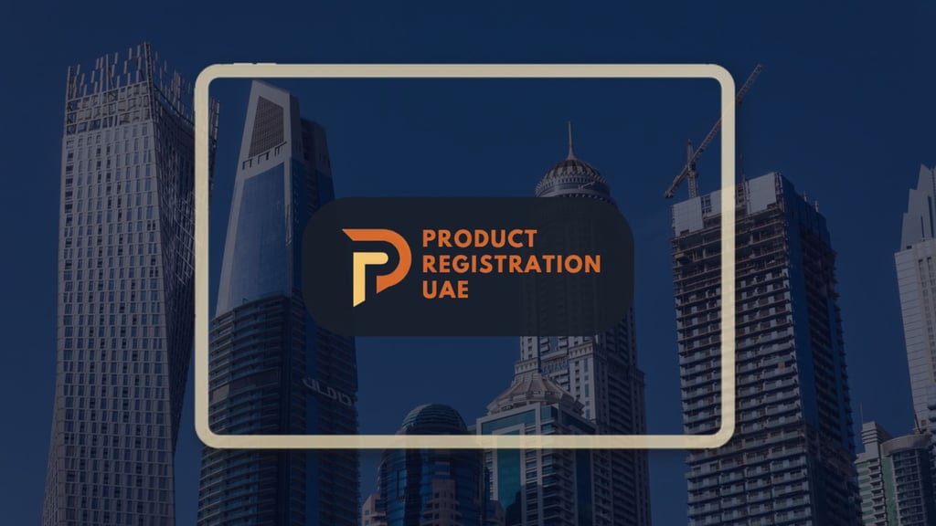 Product Registration UAE Dubai Construction background with logo of PRU