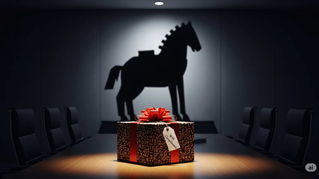 a present box with a horse shadow on the floor