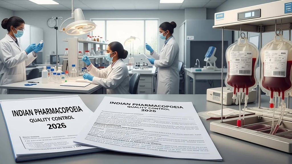 Indian Pharmacopoeia 2026 introducing new drug standards and blood component quality norms in India