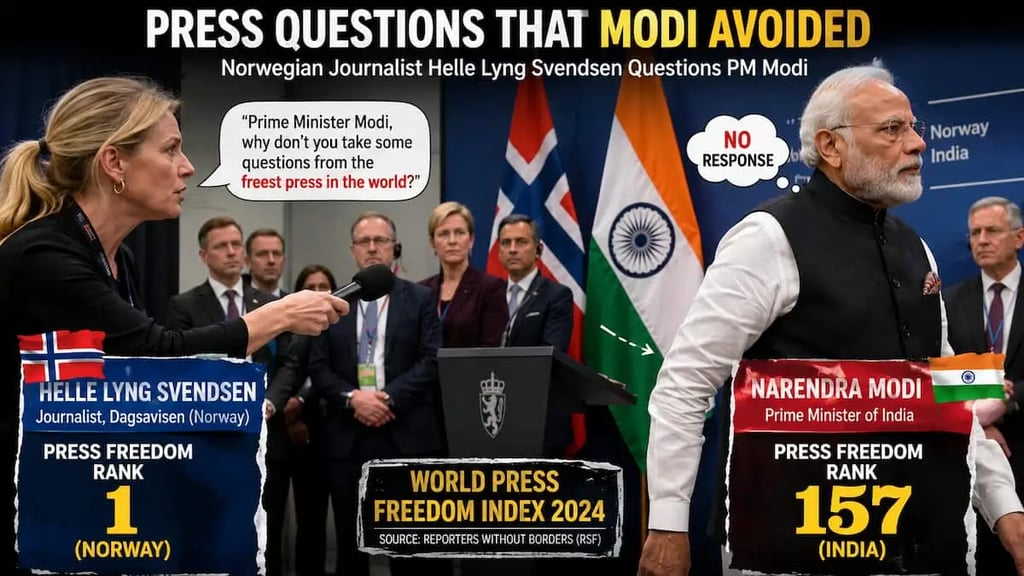 Norwegian journalist Helle Lyng Svendsen questioning Prime Minister  Modi