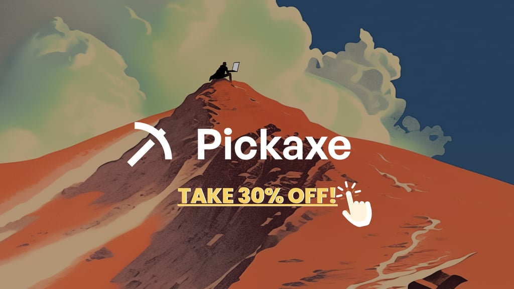 30% OFF Promo Code for Pickaxe AI. Build Custom GPTs and Connect them to anything. Monetize your expertise with Pickaxe AI.