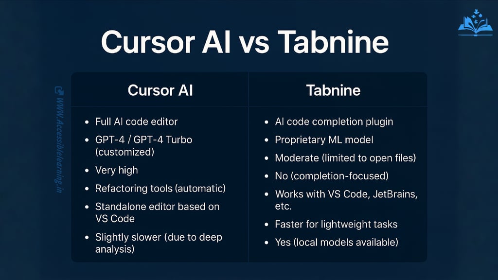 Cursor AI vs Tabnine (2025): Advanced Technical Comparison of AI Coding Assistants