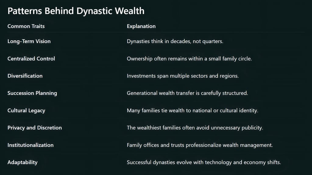Patterns Behind Dynastic Wealth
