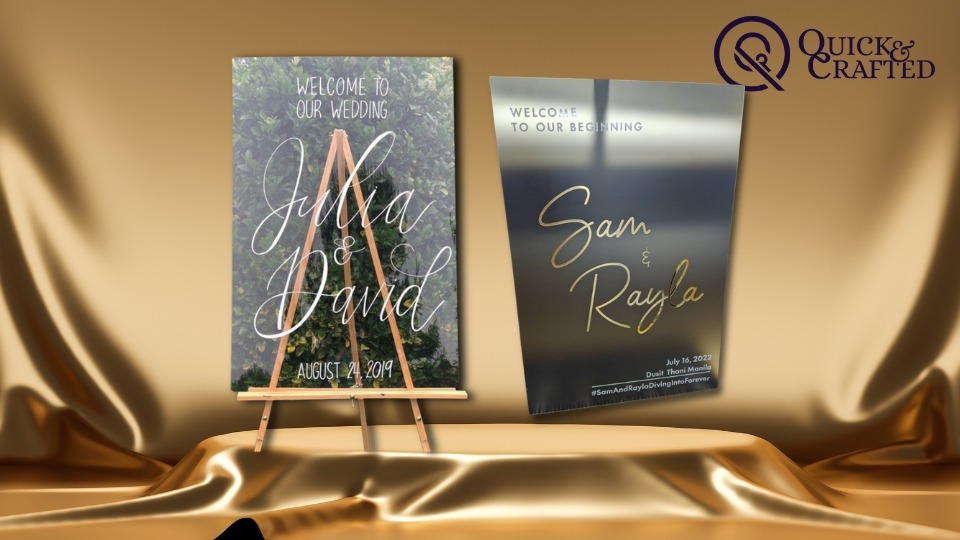 Clear and frosted acrylic wedding signage