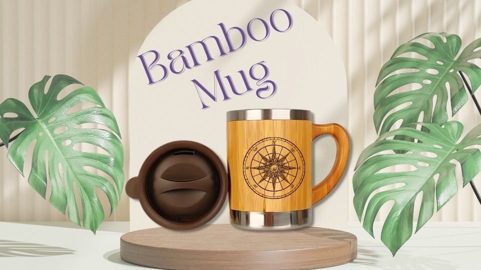 Custom engraved design bamboo mug