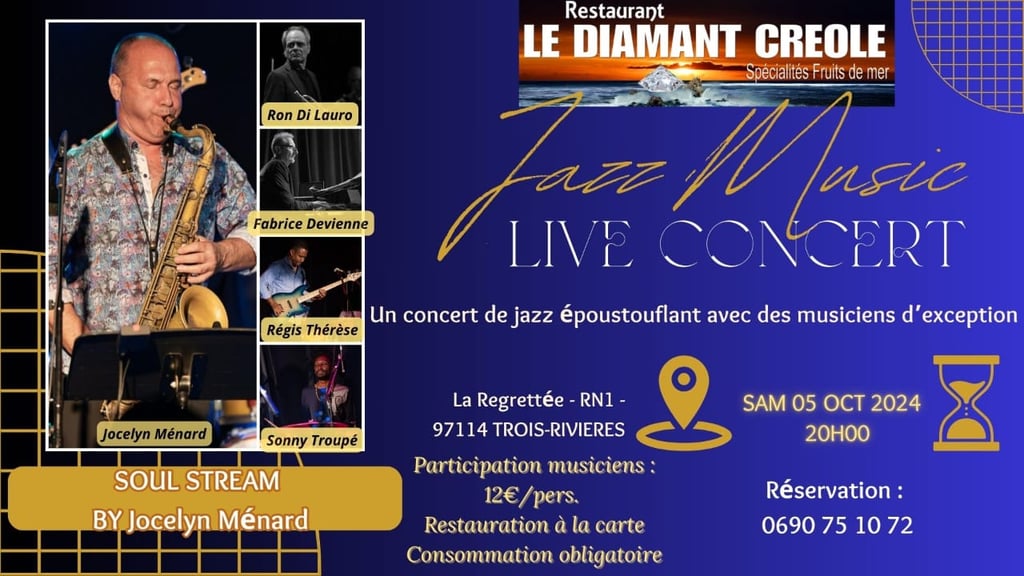 Affiche du concert dinatoire Soul Stream au Diamant creole