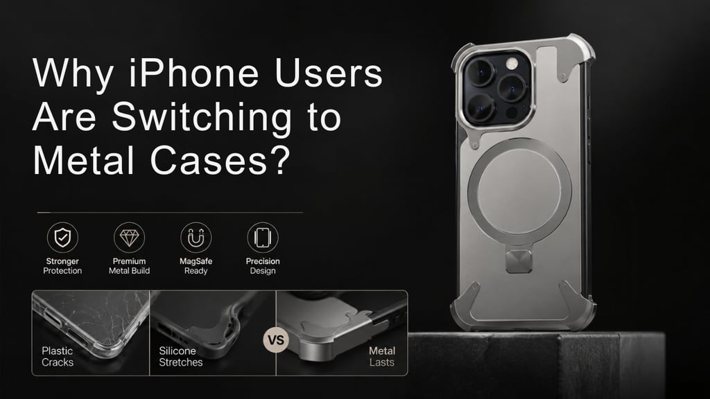 Premium metal MagSafe-compatible iPhone case with reinforced corner protection, durable aluminum fra