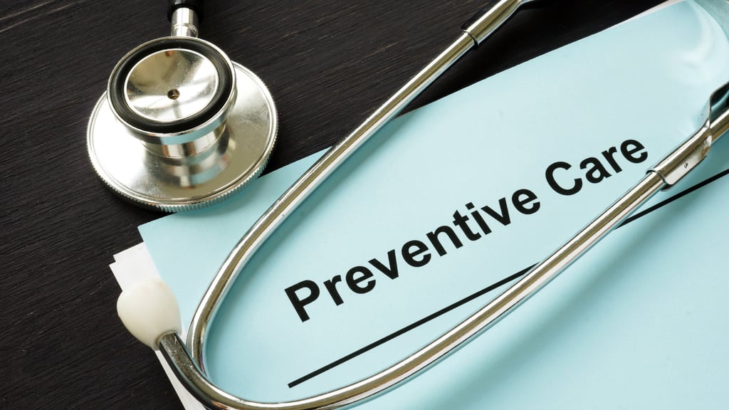 Paper and stethoscope  saying Preventive Care