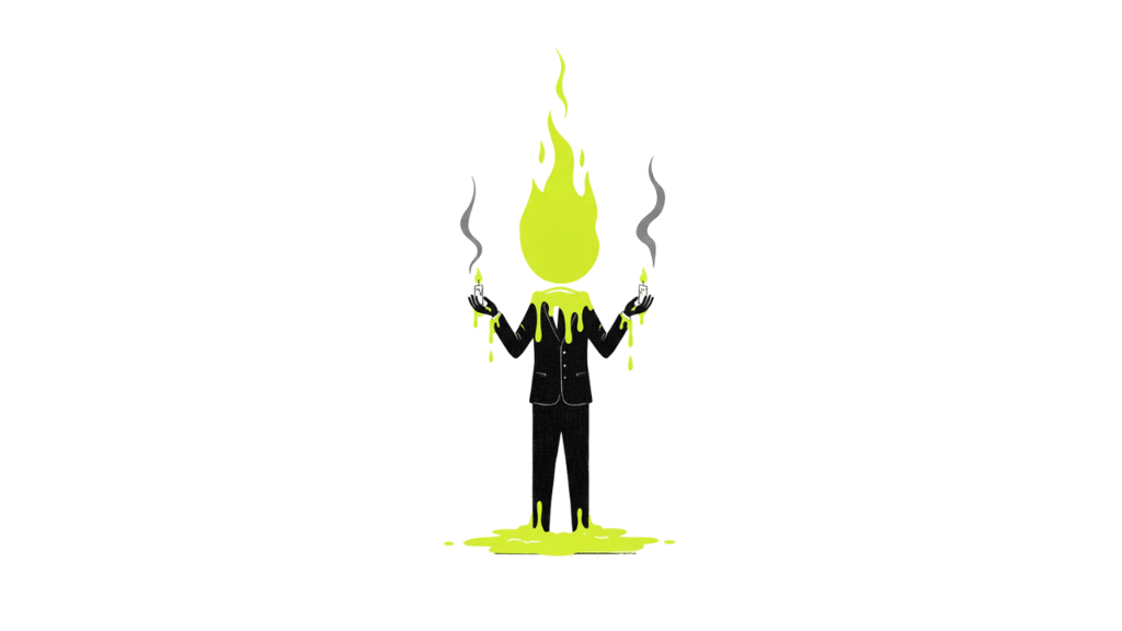 "Silhouette brûlant d'intensité – l'épuisement entrepreneurial face à l'absence de systèmes durables