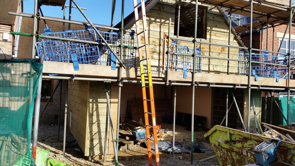 A house with scaffolding