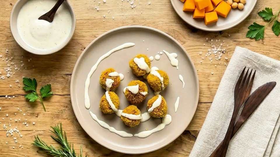 Veggie balls recipe made in the oven with pumpkin and chickpeas