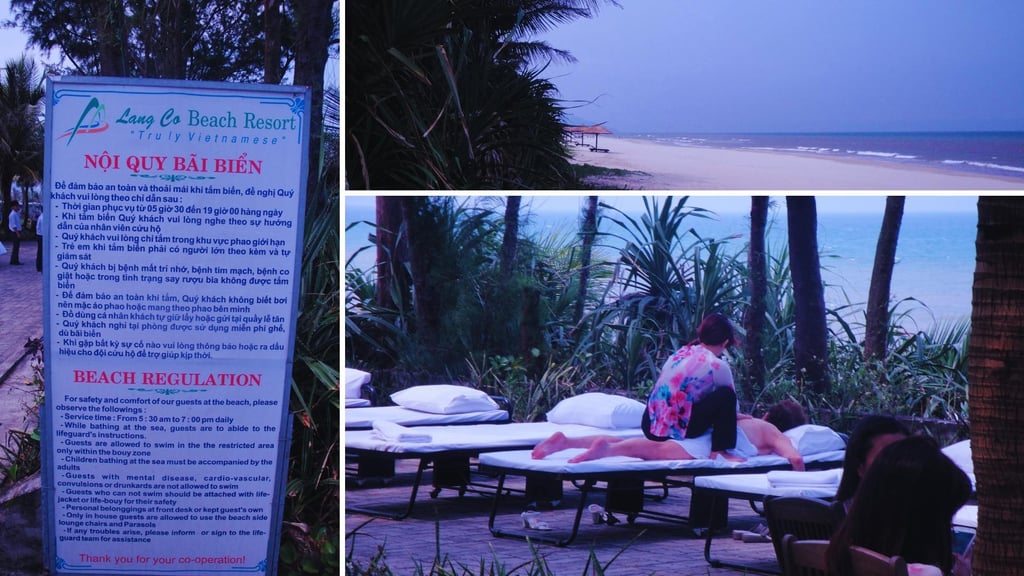varias fotos da autora no lang co beach resort vietnam